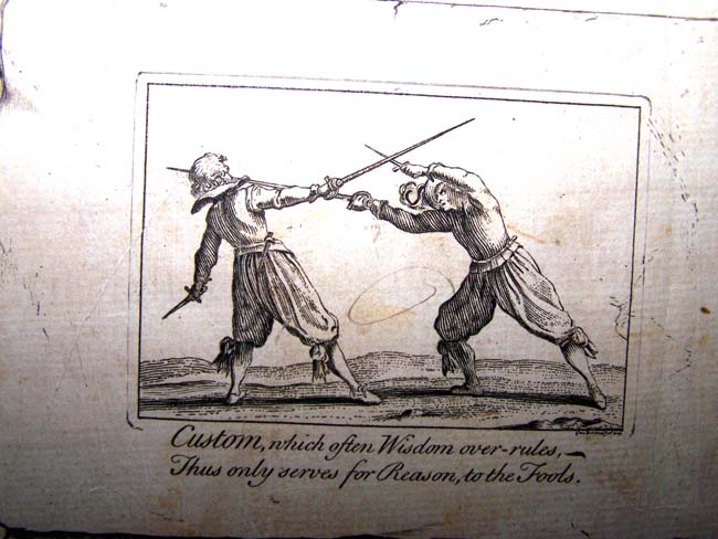A fine 18th century engraving entitled "Custom" printed by George Bickham in London in 1741 — image 3
